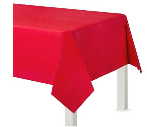Red Plastic Rectangular Tablecover, 54x108