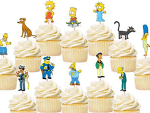 Load image into Gallery viewer, The Simpsons cupcake toppers, cake decorations