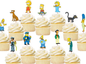 The Simpsons cupcake toppers, cake decorations