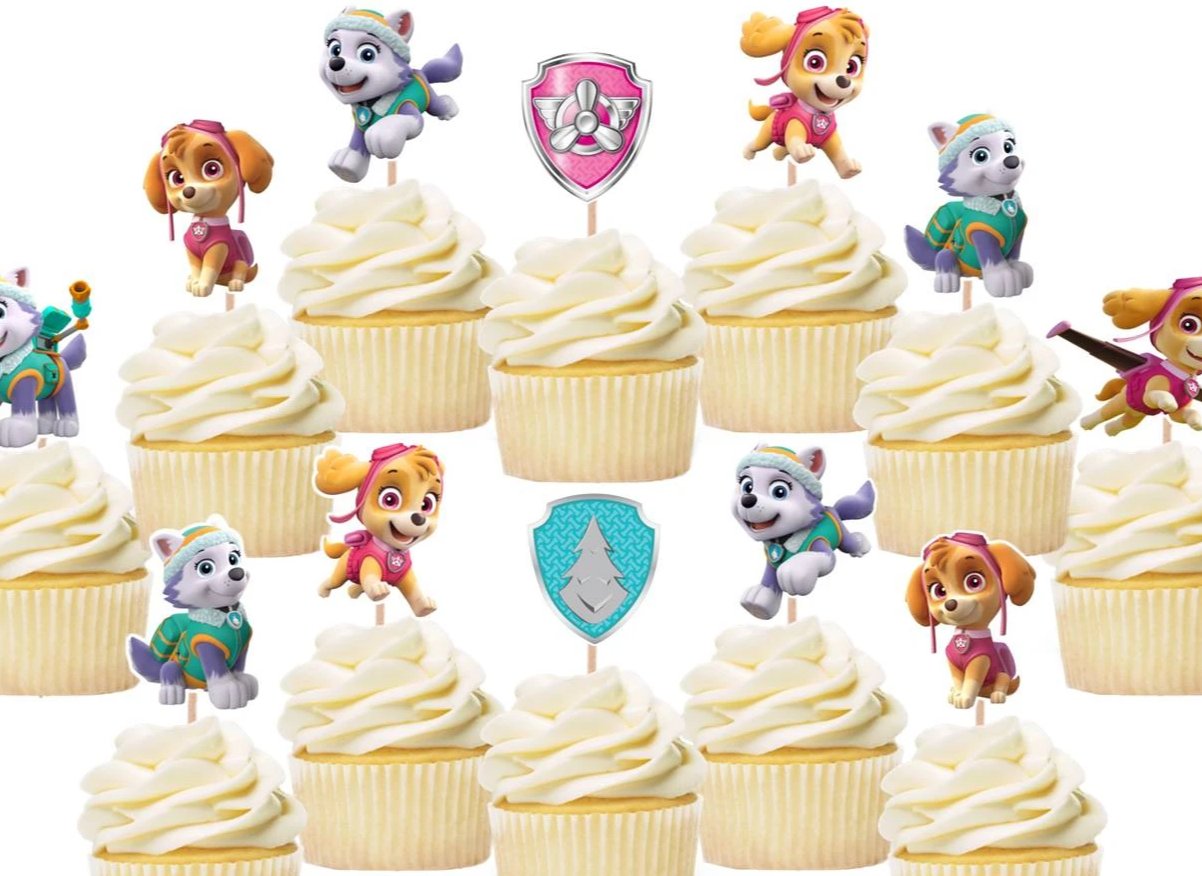 Skye Everest cupcake toppers, cake decorations