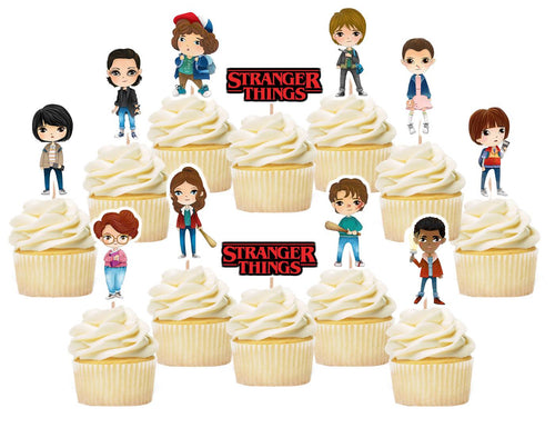 stranger things cupcake toppers, cake decorations