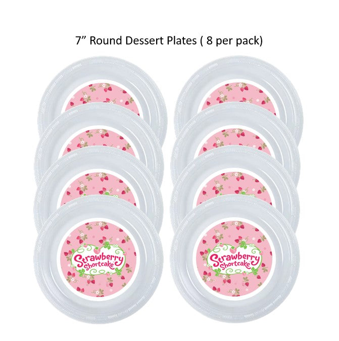 Strawberry Shortcake Clear Plastic Disposable Party Plates, 8pc per Pack, Choose Size