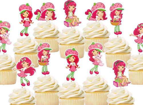 Strawberry Shortcake Cupcake Toppers, Party Supplies