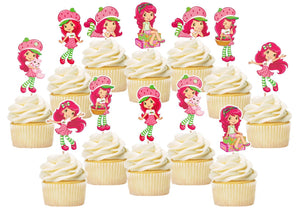 Strawberry Shortcake Cupcake Toppers, Handmade