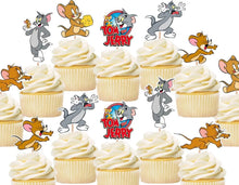 Load image into Gallery viewer, Tom and Jerry Cupcake Topper, Birthday Party Supplies