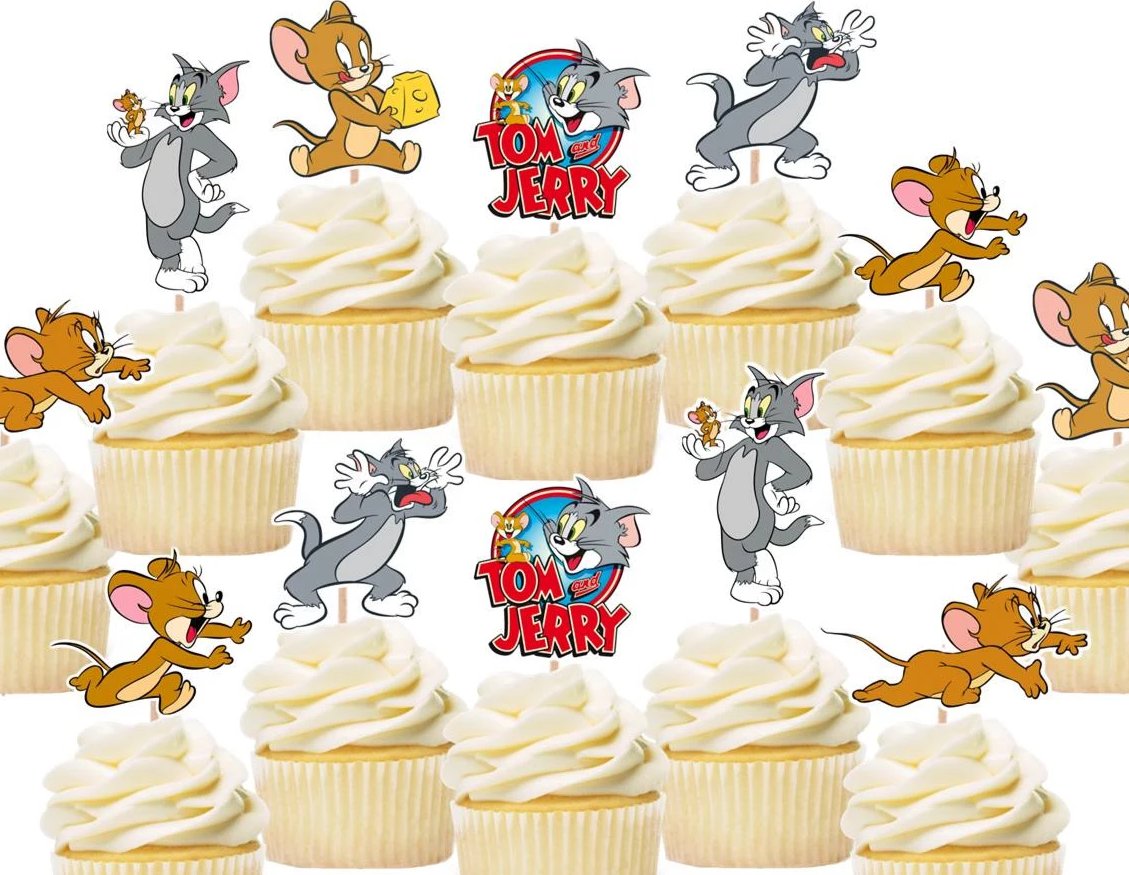 Tom and Jerry Cupcake Topper, Birthday Party Supplies