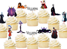 Load image into Gallery viewer, Disney Villains cupcake toppers, cake decorations