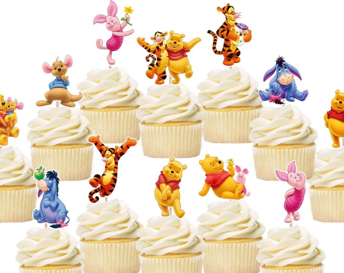 Winnie The Pooh Cupcake Toppers, Party Supplies – Party Mania USA