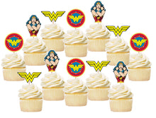 Load image into Gallery viewer, Wonder Woman Cupcake Toppers, Party Supplies