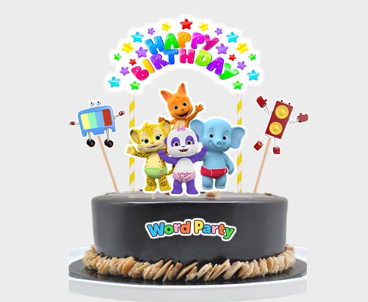 Word Party Cake Topper, Party Supplies