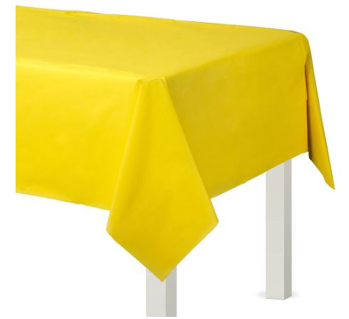 Yellow Plastic Rectangular Tablecover, 54x108