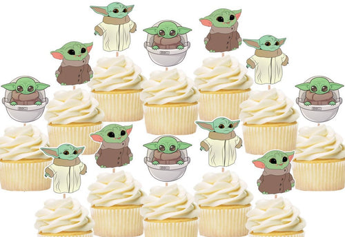 Baby Yoda Cupcake Toppers, Party Supplies