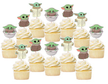 Load image into Gallery viewer, Baby Yoda Cupcake Toppers, Party Supplies