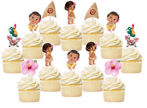 Baby Moana Cupcake Toppers, Party Supplies