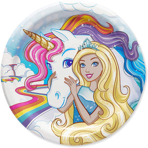 Barbie Unicorn 9 Party Dinner Paper Plates, 8ct – Party Mania USA