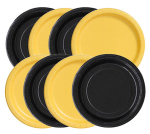 Black and Yellow 9" Dinner Paper Plates, 8 piece