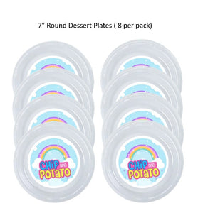 Chip and Potato Clear Plastic Disposable Party Plates, 8pc per Pack, Choose Size