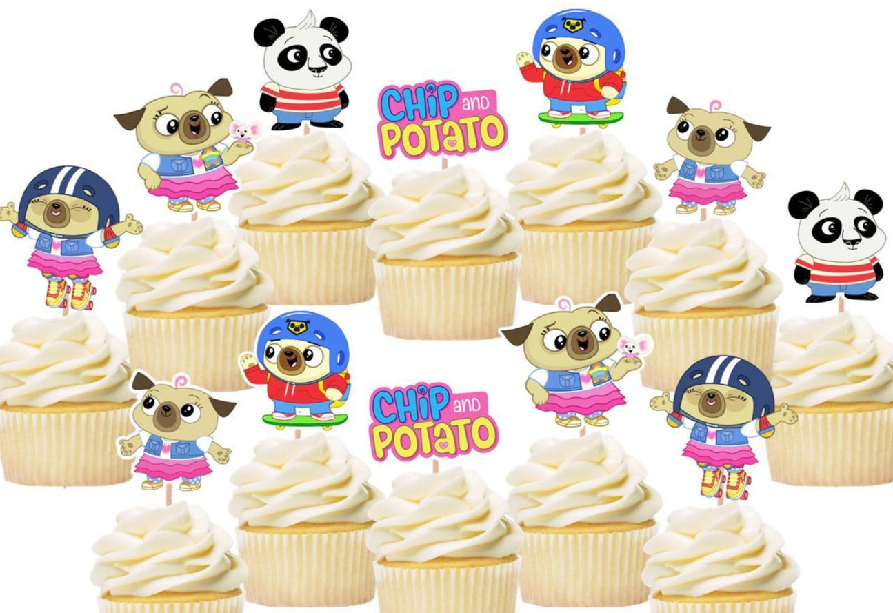 Chip and Potato Cupcake Toppers, Party Supplies