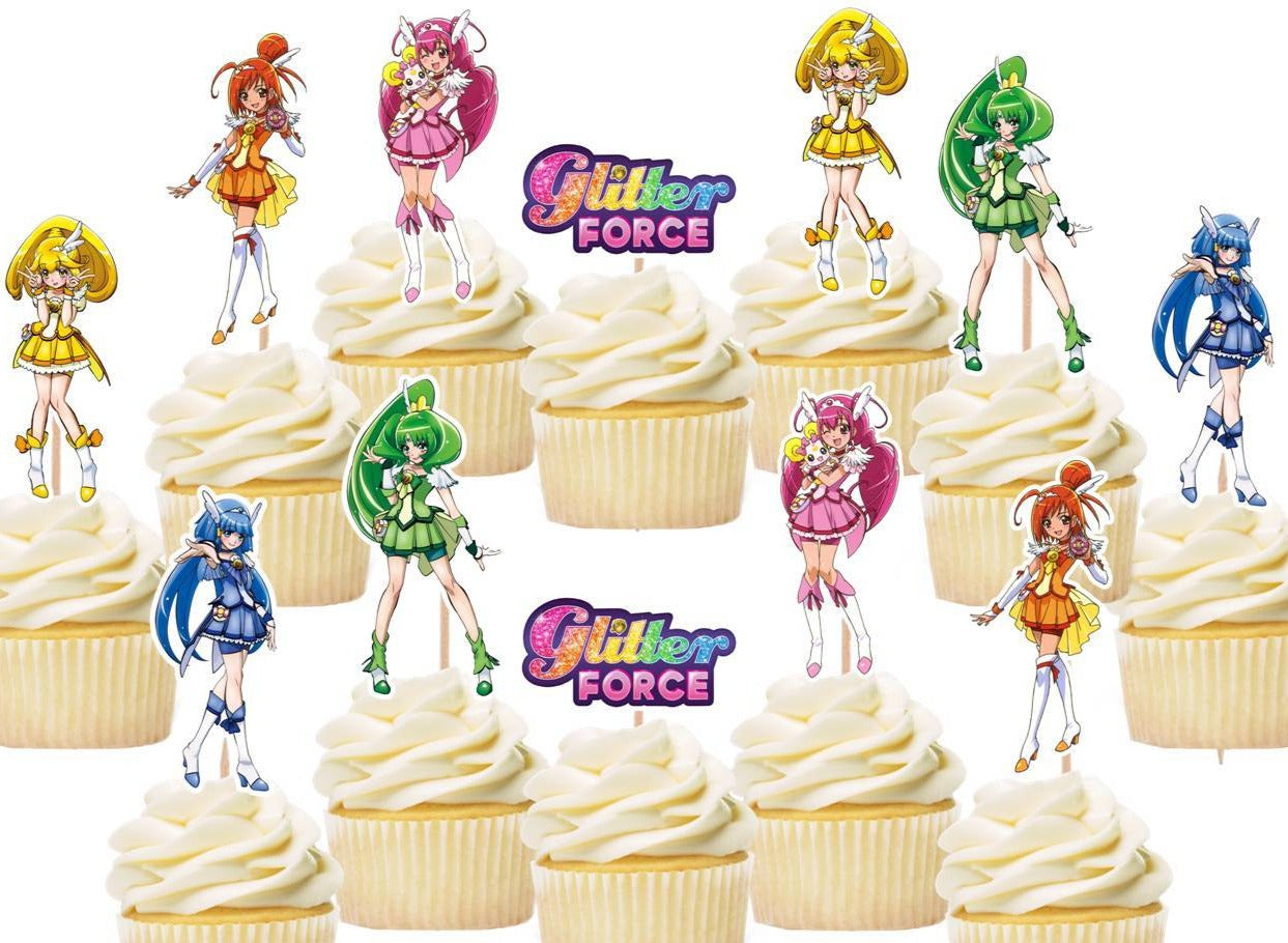 Glitter Force Cupcake Toppers, Handmade – Party Mania USA