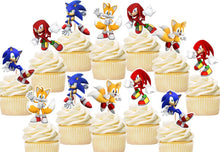 Load image into Gallery viewer, Sonic Cupcake Toppers, Handmade