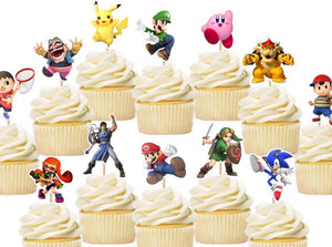 Mario Super Smash Bros Cupcake Toppers, Handmade