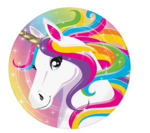 Rainbow Unicorn Party Supplies, Dinner Plates